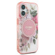 Guess iPhone 16 Plus - IML Flower and Tonal Circle - MagSafe Σκληρή Θήκη με Πλαίσιο Σιλικόνης - Pink - GUHMP16MHFWBDCEP