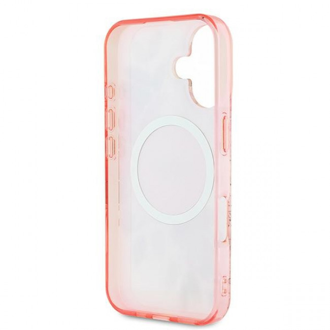 Guess iPhone 16 Plus - IML Flower and Tonal Circle - MagSafe Σκληρή Θήκη με Πλαίσιο Σιλικόνης - Pink - GUHMP16MHFWBDCEP