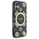 Guess iPhone 16 - IML Peony On 4G Background - MagSafe Θήκη με Επένδυση Συνθετικού Δέρματος - Black - GUHMP16SH4PYEEK