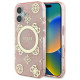 Guess iPhone 16 - IML Peony On 4G Background - MagSafe Θήκη με Επένδυση Συνθετικού Δέρματος - Pink - GUHMP16SH4PYEEP