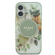 Guess iPhone 16 - IML Flower and Tonal Circle - MagSafe Σκληρή Θήκη με Πλαίσιο Σιλικόνης - Green - GUHMP16SHFWBDCEN