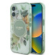 Guess iPhone 16 - IML Flower and Tonal Circle - MagSafe Σκληρή Θήκη με Πλαίσιο Σιλικόνης - Green - GUHMP16SHFWBDCEN