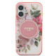 Guess iPhone 16 - IML Flower and Tonal Circle - MagSafe Σκληρή Θήκη με Πλαίσιο Σιλικόνης - Pink - GUHMP16SHFWBDCEP