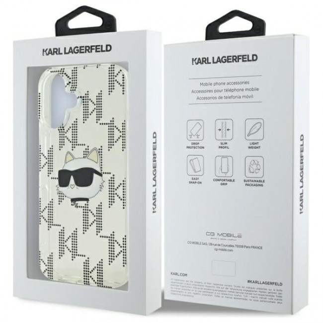 Karl Lagerfeld iPhone 16 - IML Choupette Head Electroplated Σκληρή Θήκη με Πλαίσιο Σιλικόνης - Διάφανη - KLHCP16SHKLPCHT