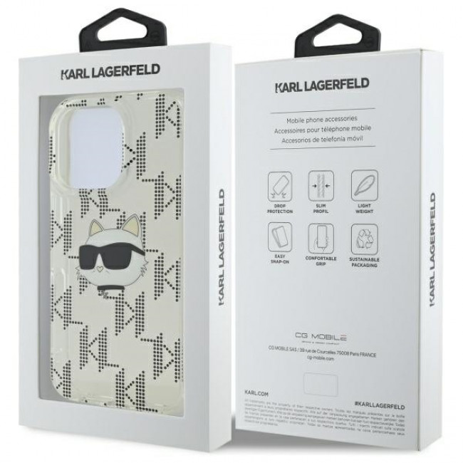 Karl Lagerfeld iPhone 16 Pro Max - IML Choupette Head Electroplated Σκληρή Θήκη με Πλαίσιο Σιλικόνης - Διάφανη - KLHCP16XHKLPCHT