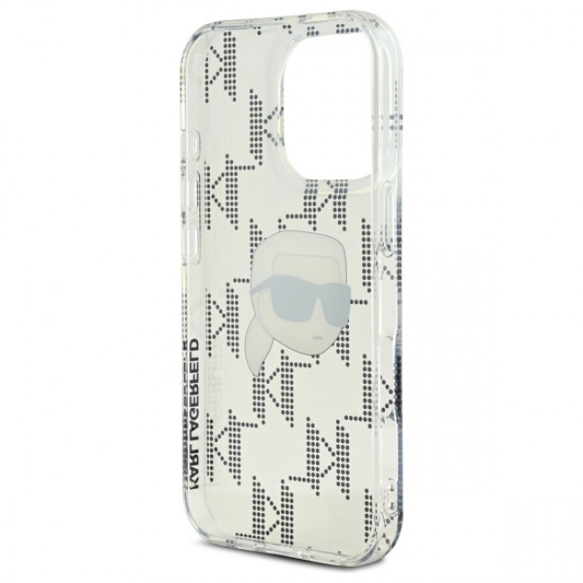 Karl Lagerfeld iPhone 16 Pro Max - IML Karl Head Electroplated Σκληρή Θήκη με Πλαίσιο Σιλικόνης - Διάφανη - KLHCP16XHKLPKHT