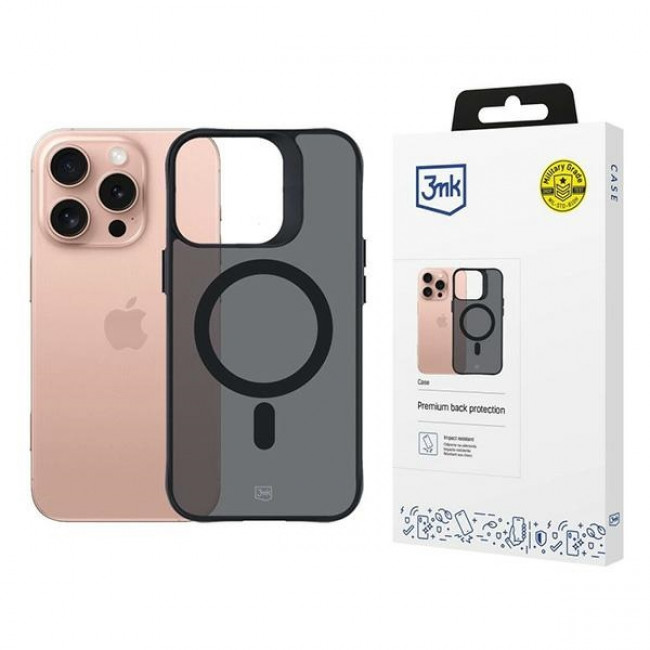 3MK iPhone 16 Pro Smoke MagCase Θήκη Σιλικόνης TPU με MagSafe - Black / Διάφανη