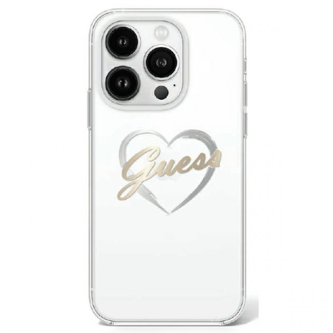 Guess iPhone 16 Pro - IML Heart - MagSafe Σκληρή Θήκη με Πλαίσιο Σιλικόνης - White - GUHCP16LHCHGSPT