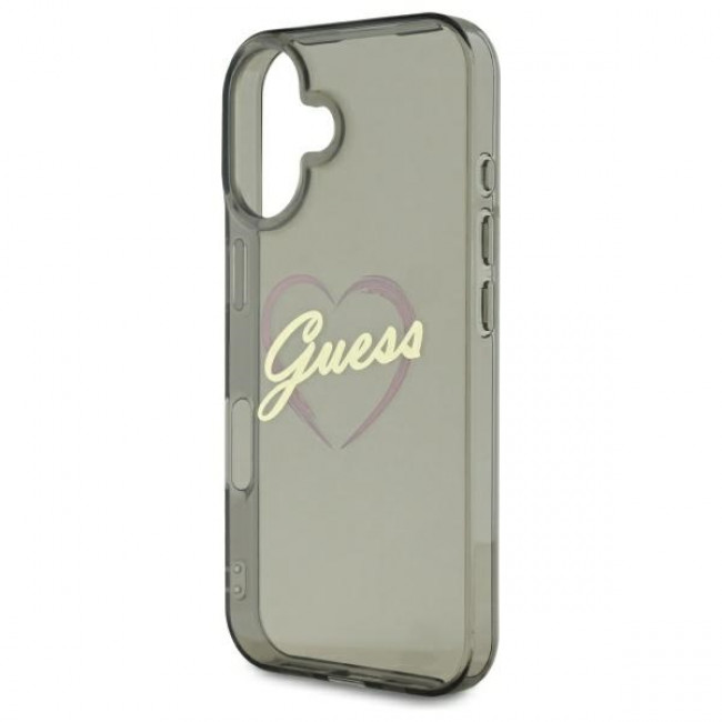 Guess iPhone 16 Plus - IML Heart - MagSafe Σκληρή Θήκη με Πλαίσιο Σιλικόνης - Black - GUHCP16MHCHGSPK