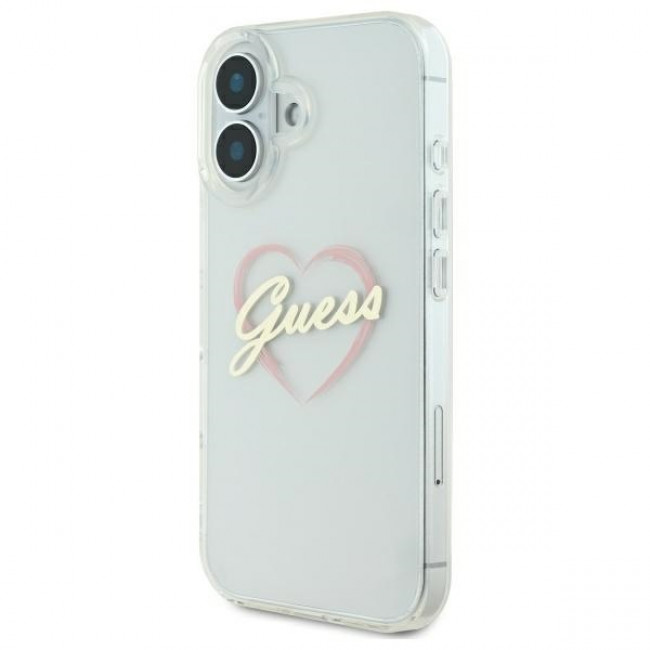 Guess iPhone 16 - IML Heart - MagSafe Σκληρή Θήκη με Πλαίσιο Σιλικόνης - Διάφανη - GUHCP16SHCHGSPT