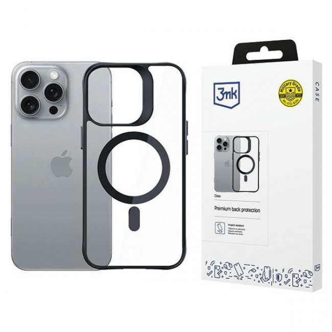 3MK iPhone 16 Pro Max Satin Armor MagCase Θήκη Σιλικόνης TPU με MagSafe - Black / Διάφανη