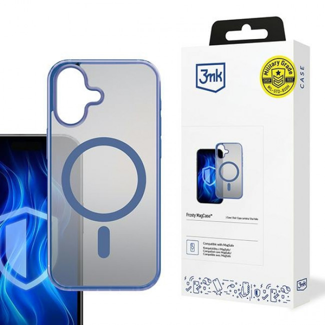 3MK iPhone 16 Plus Frosty MagCase Θήκη Σιλικόνης TPU με MagSafe - Blue