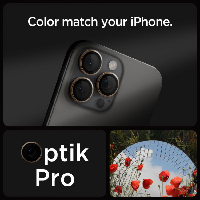 Spigen iPhone 16 Pro / iPhone 16 Pro Max Optik Pro Glas.TR EZ Fit Αντιχαρακτικό Γυαλί για την Κάμερα - 2 Τεμάχια - Desert Titanium