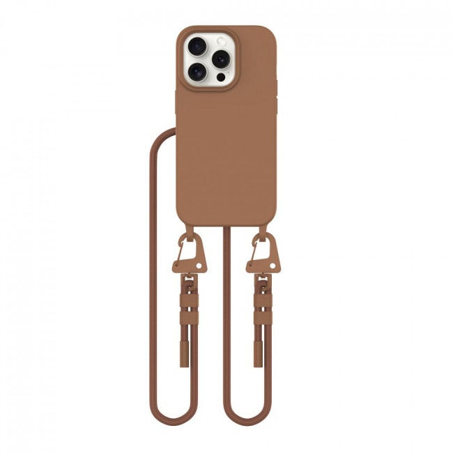 Tech-Protect iPhone 15 Pro MagNecklace - MagSafe Θήκη Σιλικόνης TPU με Pυθμιζόμενο Αποσπώμενο Κορδόνι - Brown