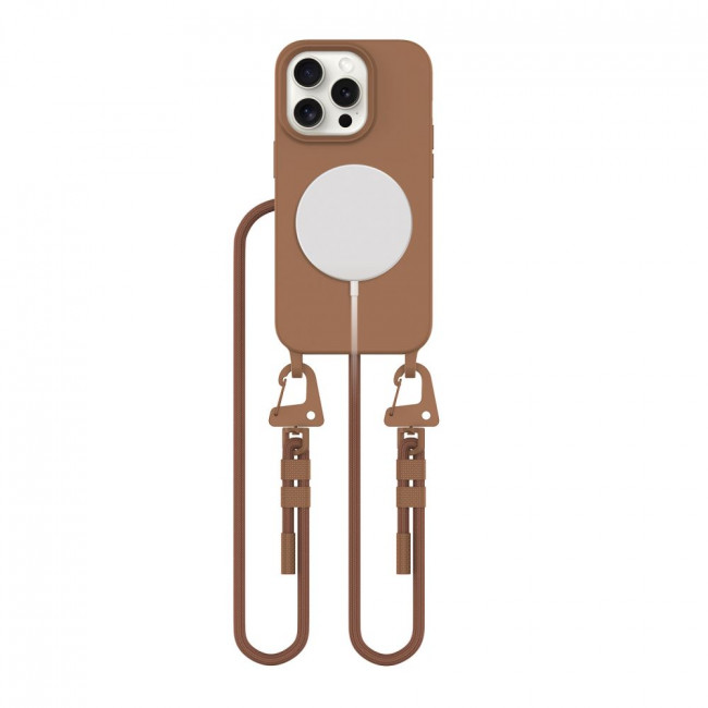 Tech-Protect iPhone 12 / iPhone 12 Pro MagNecklace - MagSafe Θήκη Σιλικόνης TPU με Pυθμιζόμενο Αποσπώμενο Κορδόνι - Chocolate Brown