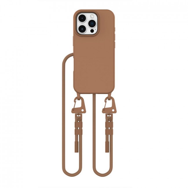 Tech-Protect iPhone 16 Pro Max MagNecklace - MagSafe Θήκη Σιλικόνης TPU με Pυθμιζόμενο Αποσπώμενο Κορδόνι - Chocolate Brown