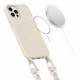 Tech-Protect iPhone 12 / iPhone 12 Pro MagNecklace - MagSafe Θήκη Σιλικόνης TPU με Pυθμιζόμενο Αποσπώμενο Κορδόνι - Cosmic Latte