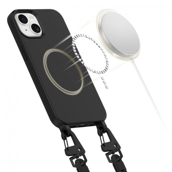 Tech-Protect iPhone 14 MagNecklace - MagSafe Θήκη Σιλικόνης TPU με Pυθμιζόμενο Αποσπώμενο Κορδόνι - Black