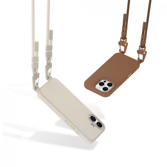 Tech-Protect iPhone 14 MagNecklace - MagSafe Θήκη Σιλικόνης TPU με Pυθμιζόμενο Αποσπώμενο Κορδόνι - Chocolate Brown