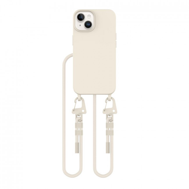 Tech-Protect iPhone 14 MagNecklace - MagSafe Θήκη Σιλικόνης TPU με Pυθμιζόμενο Αποσπώμενο Κορδόνι - Cosmic Latte