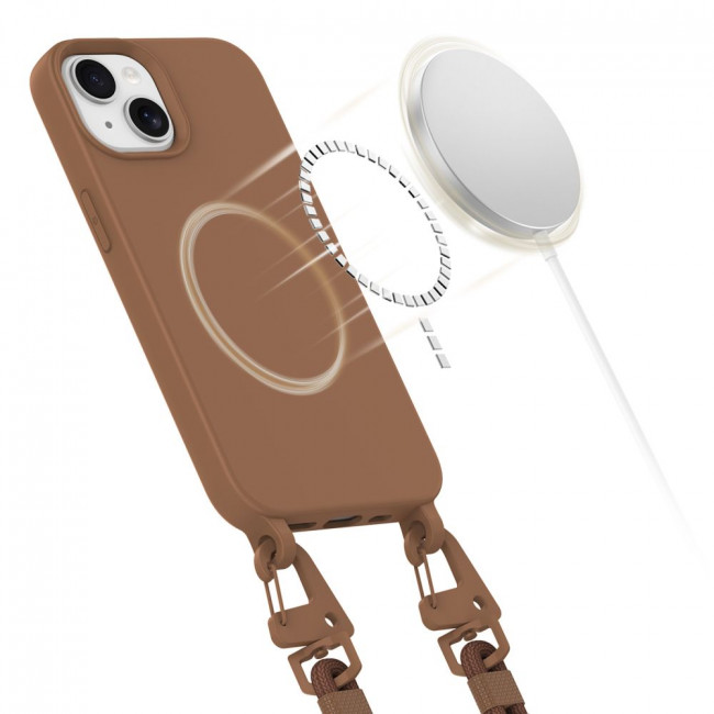 Tech-Protect iPhone 13 MagNecklace - MagSafe Θήκη Σιλικόνης TPU με Pυθμιζόμενο Αποσπώμενο Κορδόνι - Chocolate Brown