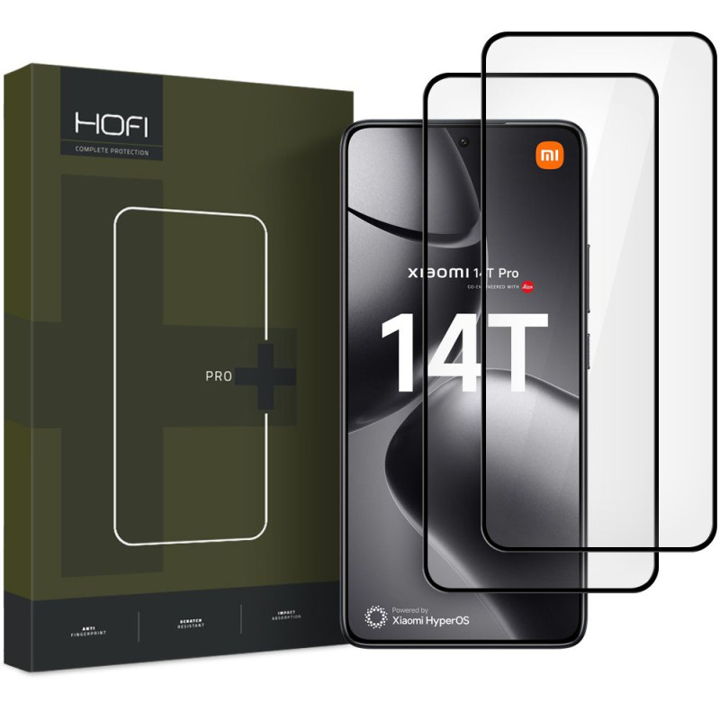 Hofi Xiaomi 14T / 14T Pro Glass Pro+ 0.3mm 2.5D 9H Full Screen Tempered Glass Αντιχαρακτικό Γυαλί Οθόνης - 2 Τεμάχια - Black