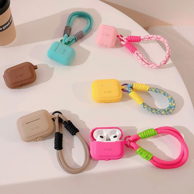 TECH-PROTECT AirPods Pro 1 / 2 Θήκη Σιλικόνης - Silicone Rope - Caffe Latte