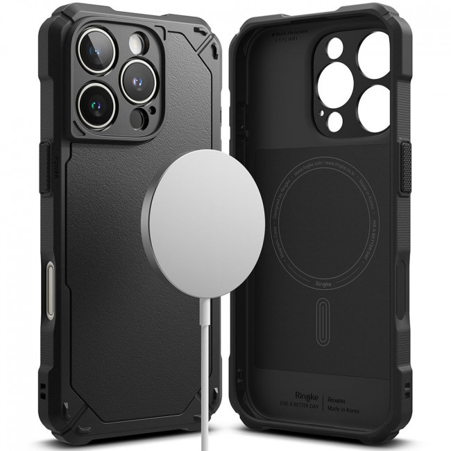 Ringke iPhone 16 Pro Max Rugged Gear Magnetic Σκληρή Θήκη TPU με MagSafe - Black