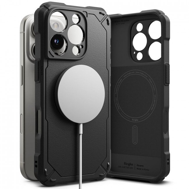 Ringke iPhone 16 Pro Max Rugged Gear Magnetic Σκληρή Θήκη TPU με MagSafe - Black