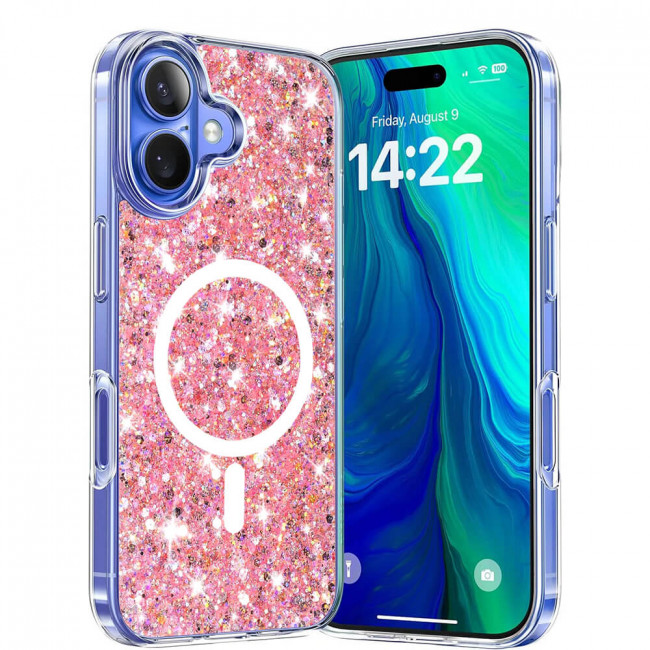 Techsuit iPhone 16 - MagSafe - Sparkly Glitter - Σκληρή Θήκη με Πλαίσιο Σιλικόνης - Pink