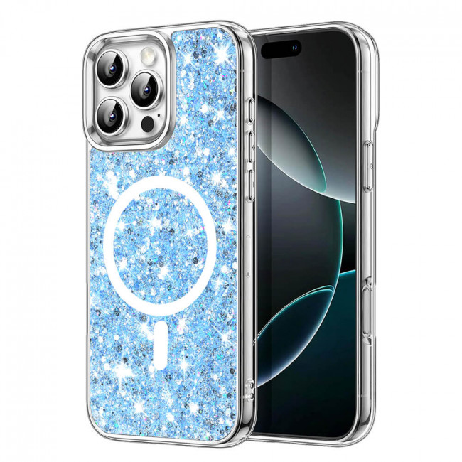 Techsuit iPhone 16 Pro Max - MagSafe - Sparkly Glitter - Σκληρή Θήκη με Πλαίσιο Σιλικόνης - Blue