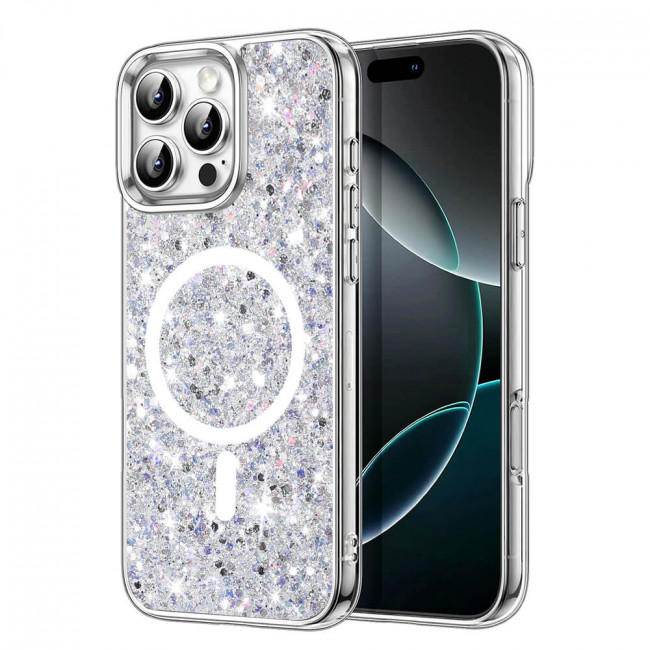 Techsuit iPhone 16 Pro Max - MagSafe - Sparkly Glitter - Σκληρή Θήκη με Πλαίσιο Σιλικόνης - White