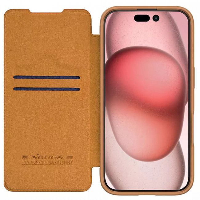 Nillkin iPhone 16 Pro Qin Prop Leather Θήκη Βιβλίο με Κάλυμμα για την Κάμερα - Brown