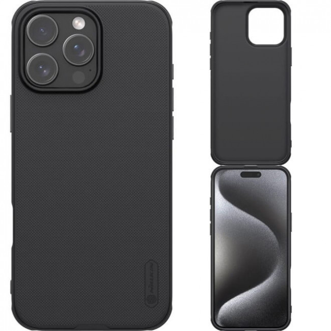 Nillkin iPhone 16 Pro Super Frosted Shield Pro Σκληρή Θήκη με Πλαίσιο Σιλικόνης - Black