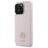 Guess iPhone 16 Pro - Silicone Logo Strass 4G - Σκληρή Θήκη με Πλαίσιο Σιλικόνης - Pink - GUHCP16LM4DGPP