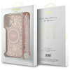 Guess iPhone 16 Plus - IML Flowers Allover Electro With Pearl Strap MagSafe - Σκληρή Θήκη με Πλαίσιο Σιλικόνης και Λουράκι - White / Pink - GUHMP16MHCPOFPP