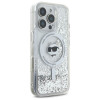 Karl Lagerfeld iPhone 16 Pro - Liquid Glitter Choupette Head - MagSafe Σκληρή Θήκη με Πλαίσιο Σιλικόνης - Διάφανη - KLHMP16LLGCHSGH