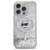 Karl Lagerfeld iPhone 16 Pro - Liquid Glitter Choupette Head - MagSafe Σκληρή Θήκη με Πλαίσιο Σιλικόνης - Διάφανη - KLHMP16LLGCHSGH