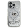 Karl Lagerfeld iPhone 16 Pro - Liquid Glitter Karl Head MagSafe Σκληρή Θήκη με Πλαίσιο Σιλικόνης - Διάφανη - KLHMP16LLGKISGH