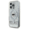 Karl Lagerfeld iPhone 16 Pro - Liquid Glitter Karl Head MagSafe Σκληρή Θήκη με Πλαίσιο Σιλικόνης - Διάφανη - KLHMP16LLGKISGH