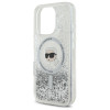 Karl Lagerfeld iPhone 16 Pro - Liquid Glitter Karl Head MagSafe Σκληρή Θήκη με Πλαίσιο Σιλικόνης - Διάφανη - KLHMP16LLGKISGH