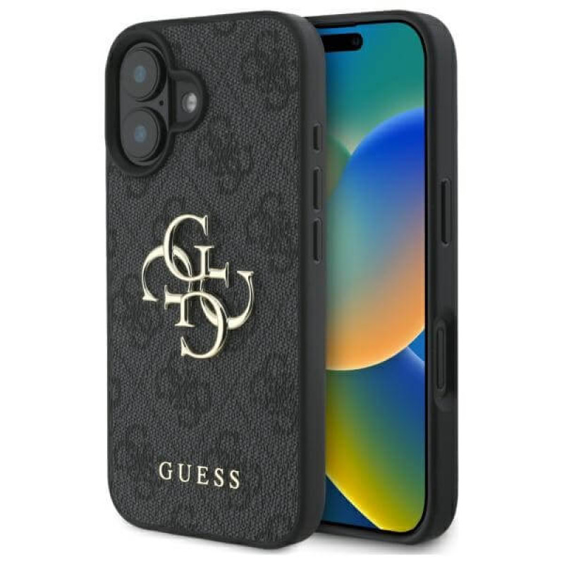 Guess iPhone 16 Plus - 4G Big Logo - Θήκη με Επένδυση Συνθετικού Δέρματος - Black - GUHCP16M4GMGGR