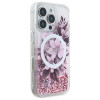 Karl Lagerfeld iPhone 16 Pro - Liquid Glitter Flower MagSafe - Σκληρή Θήκη με Πλαίσιο Σιλικόνης - Διάφανη - GUHMP16LLFMWTP