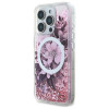 Karl Lagerfeld iPhone 16 Pro - Liquid Glitter Flower MagSafe - Σκληρή Θήκη με Πλαίσιο Σιλικόνης - Διάφανη - GUHMP16LLFMWTP