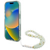 Guess iPhone 16 Pro - IML Flowers With Pearl Strap MagSafe - Σκληρή Θήκη με Πλαίσιο Σιλικόνης και Λουράκι - Green - GUHMP16LHFWBRCESN