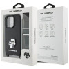 Karl Lagerfeld iPhone 16 Pro - Saffiano Karl and Choupette Metal Pin CBDY Strap - Σκληρή Θήκη με Επένδυση Συνθετικού Δέρματος με Πλαίσιο Σιλικόνης και Λουράκι - Black - KLHCP16LSAKCPBK