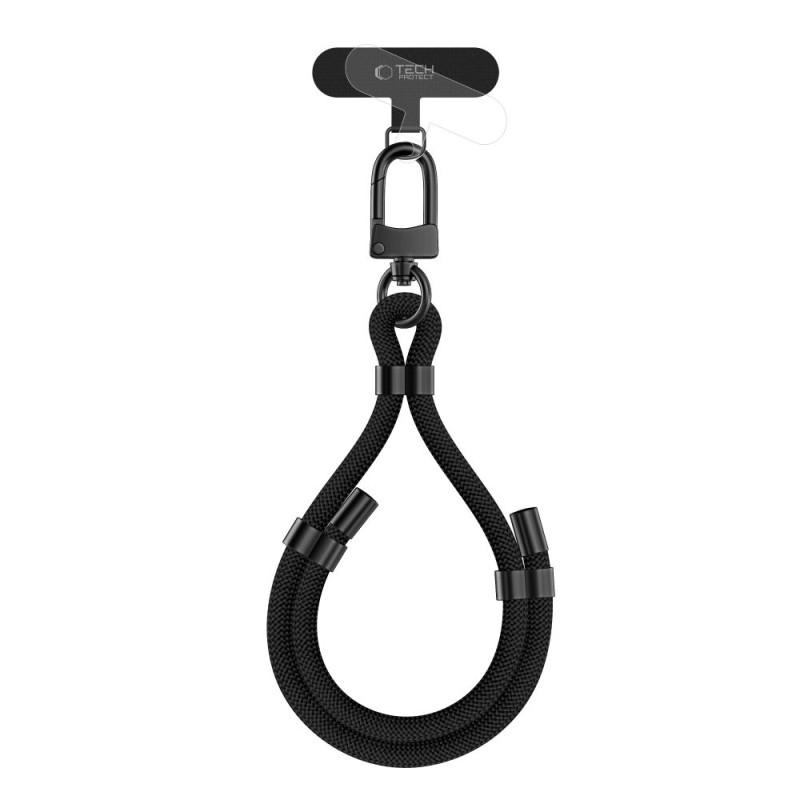 Tech-Protect C4S Rope Wrist Strap - Universal Λουράκι Καρπού για Θήκη Κινητού - Black / Black