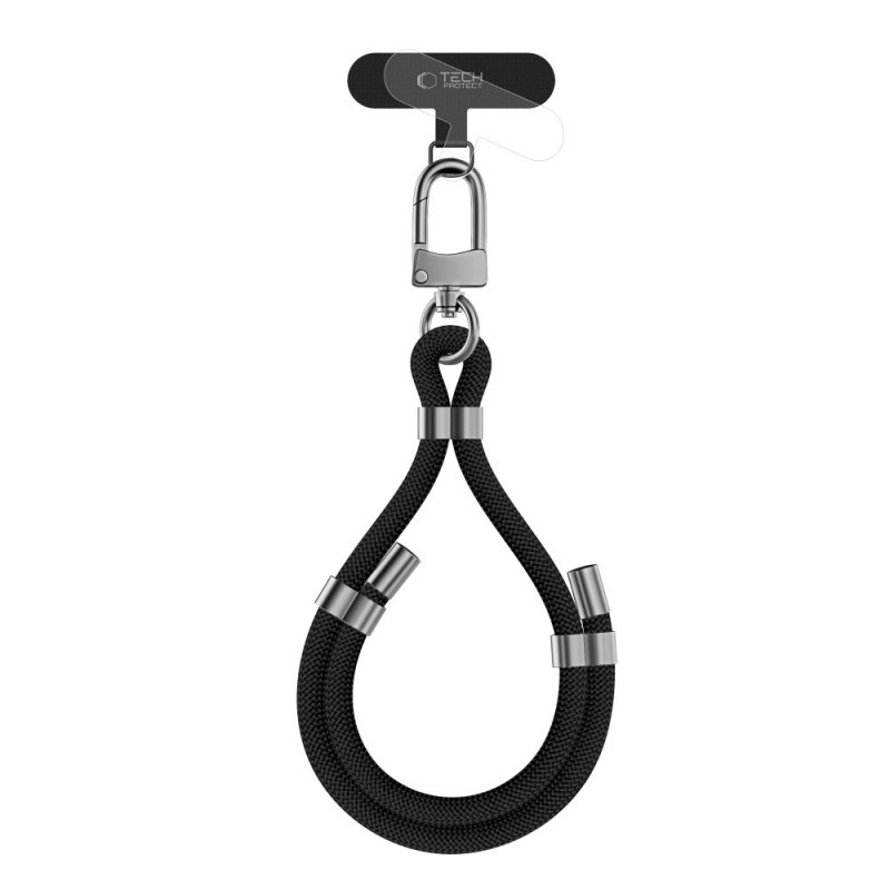 Tech-Protect C4S Rope Wrist Strap - Universal Λουράκι Καρπού για Θήκη Κινητού - Black / Silver