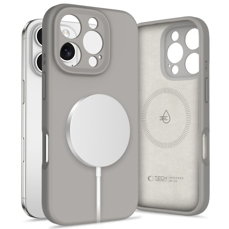 Tech-Protect iPhone 16 Pro Liquid Silicone - MagSafe Θήκη Σιλικόνης TPU - Stone Grey