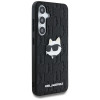 Karl Lagerfeld Samsung Galaxy S25 Plus - Monogram Choupette Head Pin - Σκληρή Θήκη με Επένδυση Συνθετικού Δέρματος  - Black - KLHCS25MPGKLCHPK